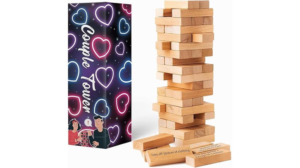 couples fun stacking blocks