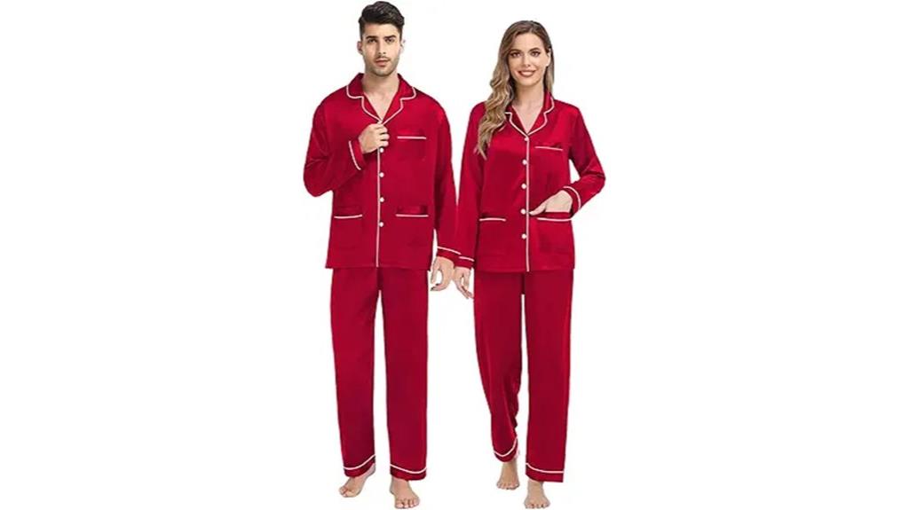 couples matching satin pajamas