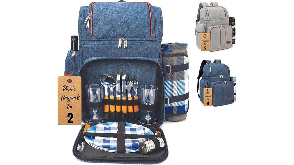 insulated picnic backpack set