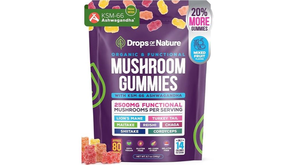 organic ashwagandha mushroom gummies