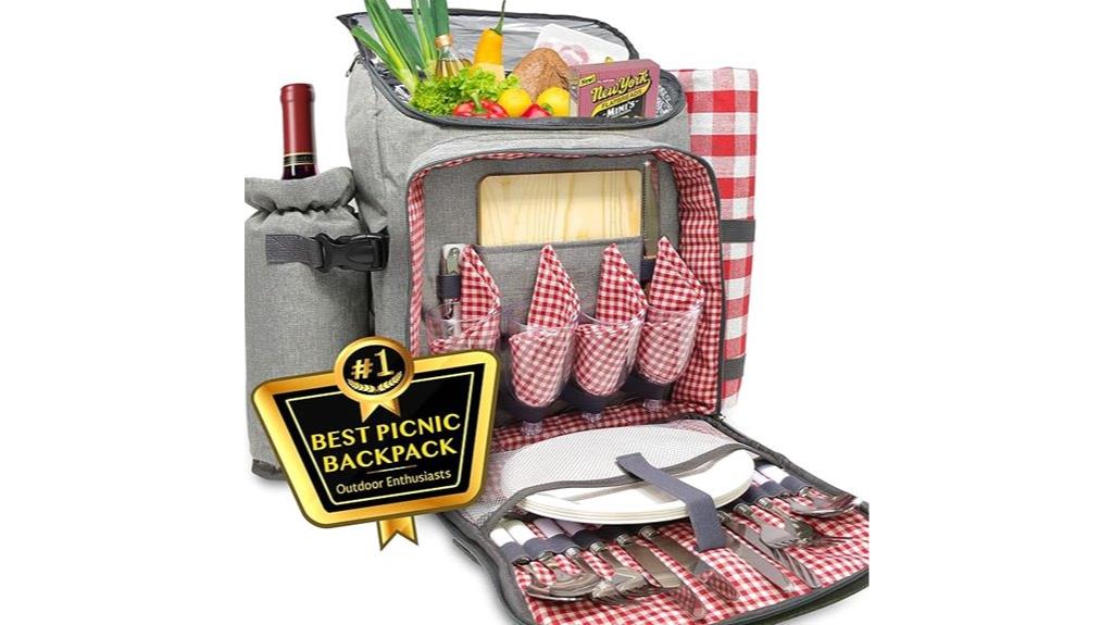 picnic backpack with dinnerware