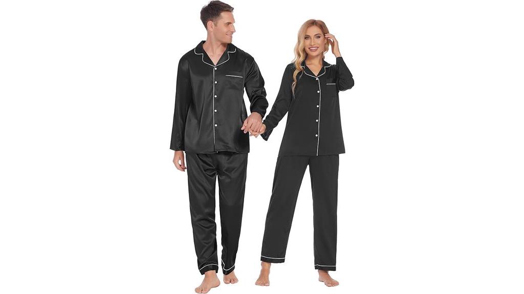 silk couples matching pajamas