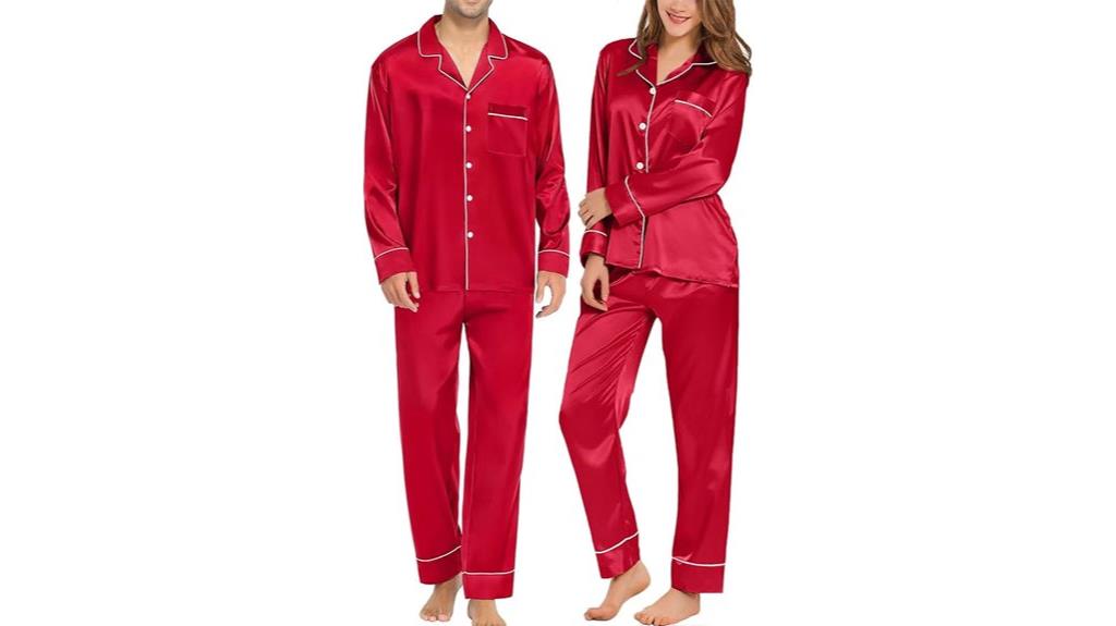 silk satin couples pajamas