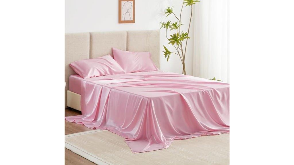 silky pink satin sheets