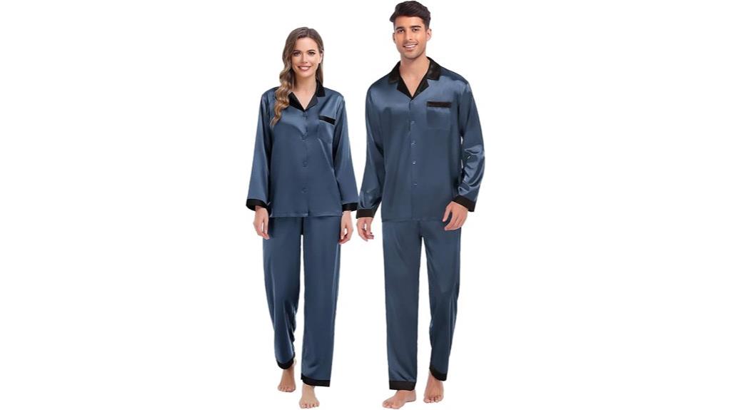 silky satin couples pajamas