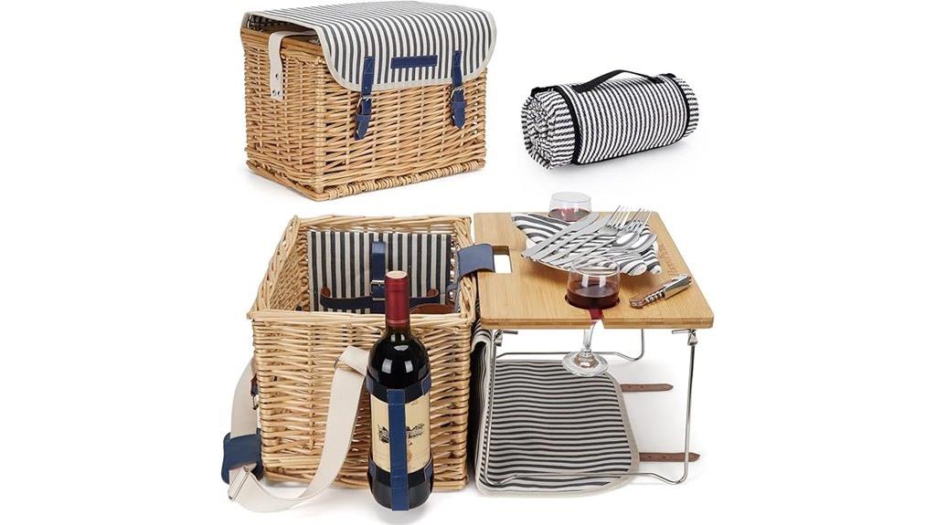 wicker picnic basket set