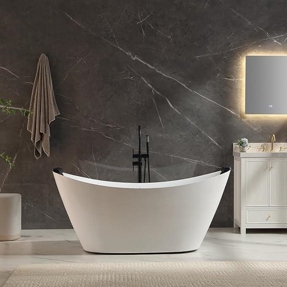 Empava Acrylic Freestanding Whirlpool Bathtub with Jets