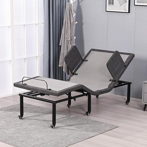ESHINE Adjustable Bed Frame with Remote and Wheels