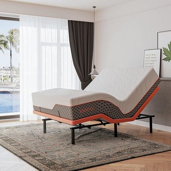 ESHINE Queen Adjustable Bed Frame with Gel Mattress