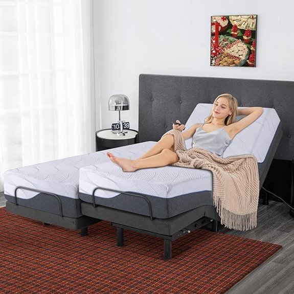 Split King Adjustable Bed Frame with Gel Mattress