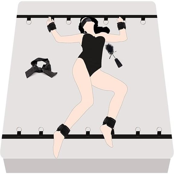BDSM Bondage Kit with Cuffs Blindfold & Feather