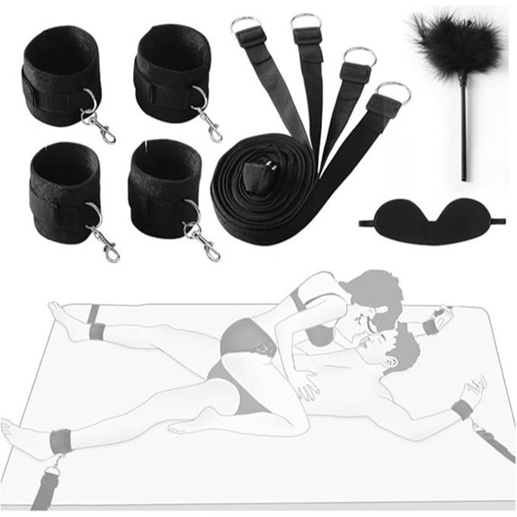 BDSM Restraints Kit with Cuffs Blindfold & Tickler