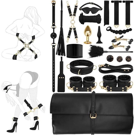 BDSM Restraints Kit 21PCS Leather Handcuffs and Cuffs