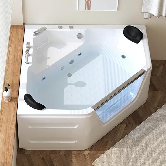 59-Inch Corner Jetted Tub with Color Light
