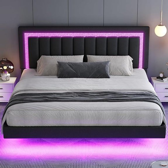 HOMBCK King Floating Bed Frame with LED Lights
