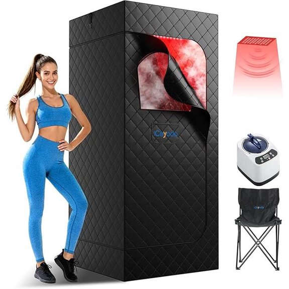 Infrared Sauna Box with Red Light & Folding Chair