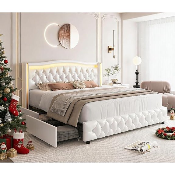 HIFIT Queen LED Bed Frame with Storage & Headboard