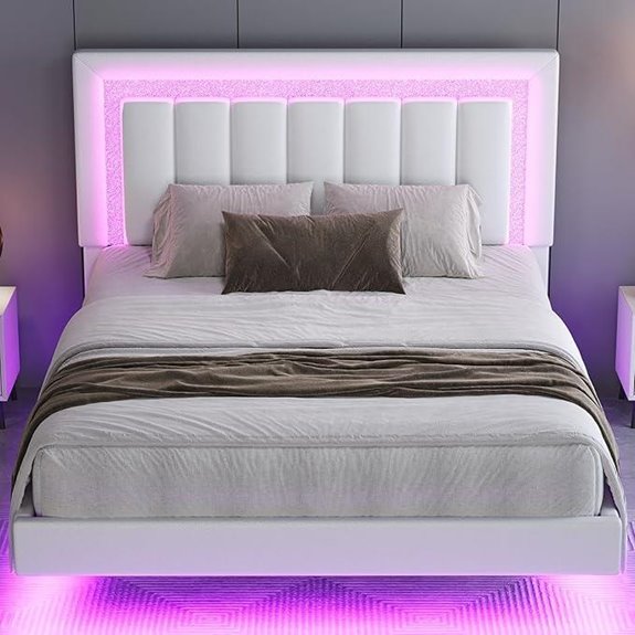 HOMBCK Queen Floating Bed Frame with LED Lights