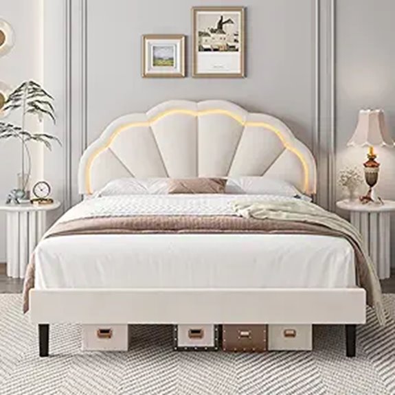 HIFIT Upholstered LED Bed Frame with Headboard