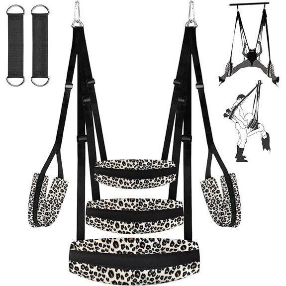 Leopard Print Heavy Duty BDSM Sex Swing with Support