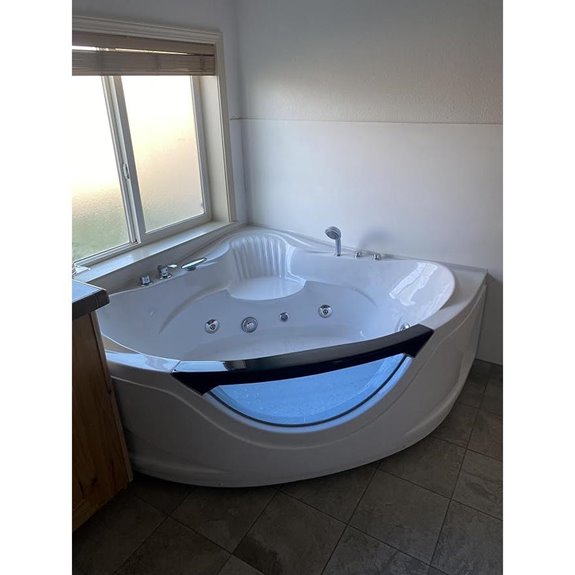 Corner 2-Person Whirlpool Bathtub with Jets and LED Lights