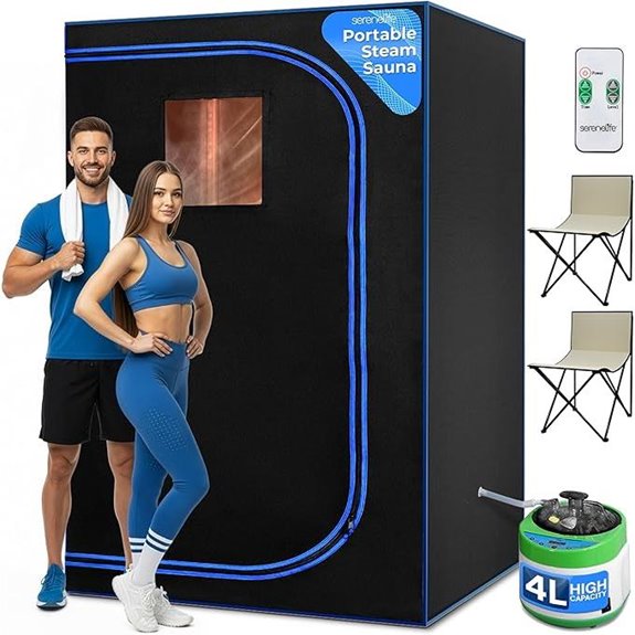 SereneLife 2-Person Portable Sauna with Chairs and Remote