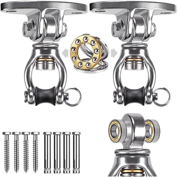 Silent Bearing Swivel Swing Hooks (2 Pack)
