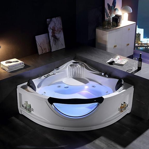 Empava 2-Person Corner Whirlpool Tub with Heater