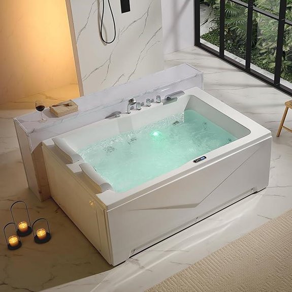 Empava 2-Person Jetted Whirlpool Bathtub with LED