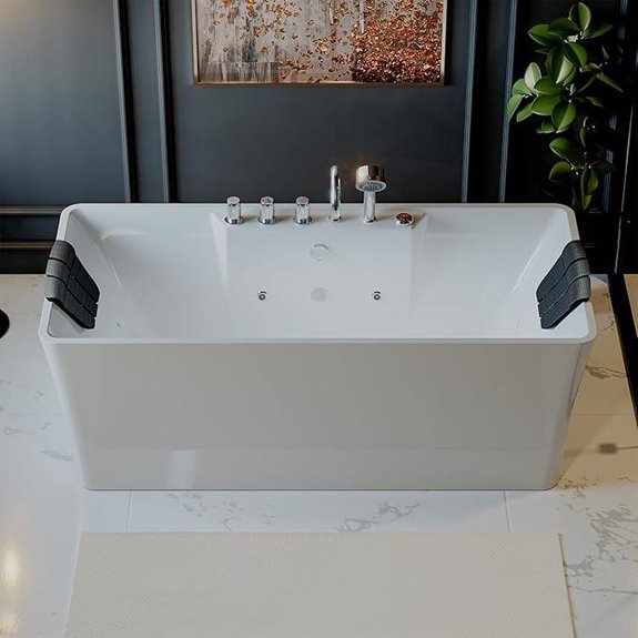Empava 67-Inch White Whirlpool Bathtub with Jets