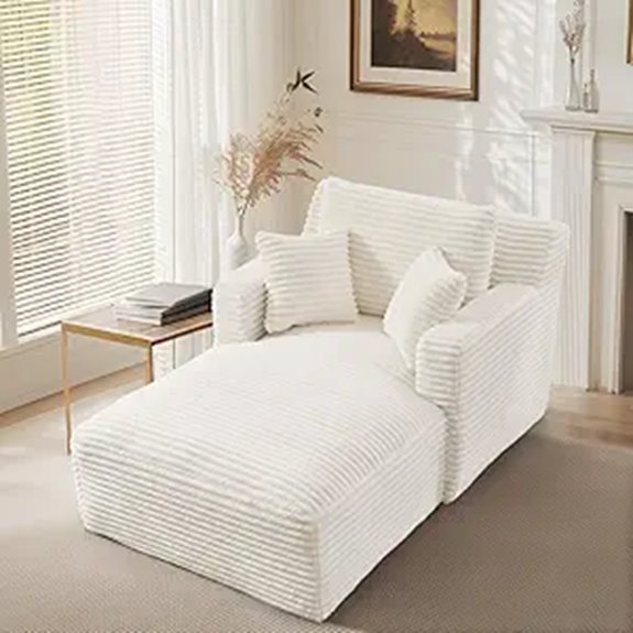 White Oversized Lounge Chair with Pillows