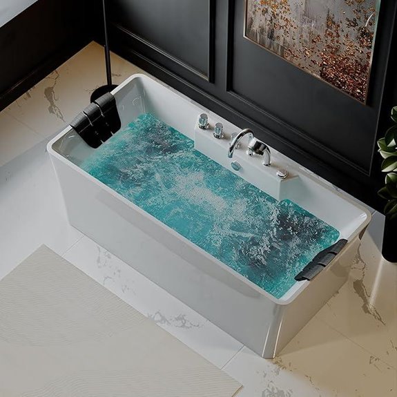 Empava 59-Inch White Whirlpool Bathtub with Jets