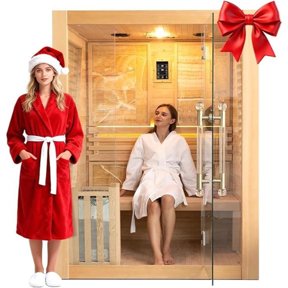 Smartmak 3-Person Wooden Steam Sauna with Bluetooth Lights