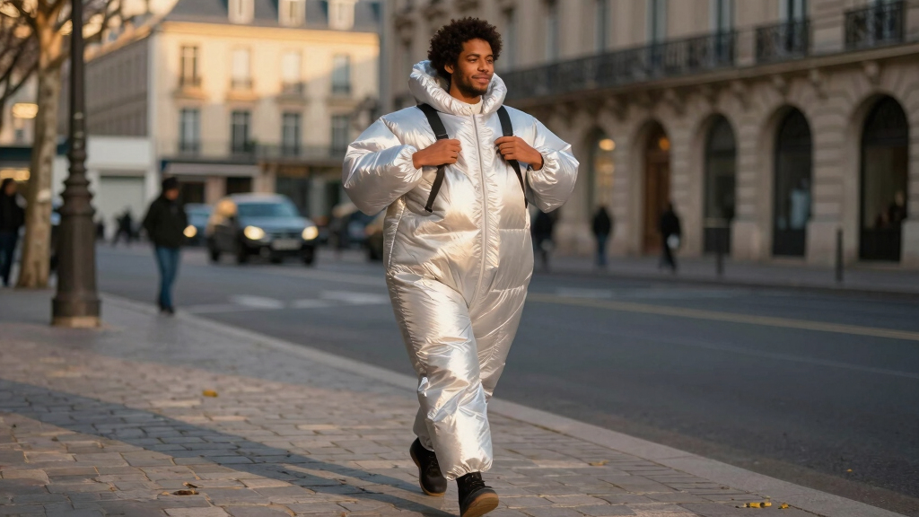 Trending in Paris for Men: Glitter Pants and Inflatable Suits